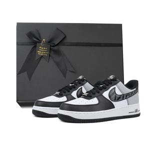 Кроссовки Air Force 1 Gray Island Starry Sky, износостойкие, низкие, для скейтбординга, унисекс, черно-серые Nike, Black Gray