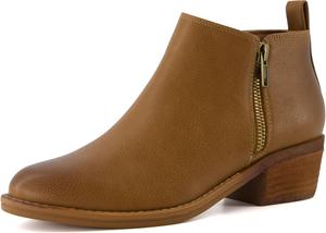 Ботильоны CUSHIONAIRE Taco для женщин - низкие ботинки на каблуке с комфортной стелькой из память-пены, боковой молнией и доступными широкими размерными вариантами, Chestnut Smooth