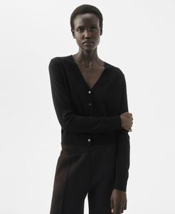 Женский шерстяной кардиган с V-образным вырезом MANGO, Black