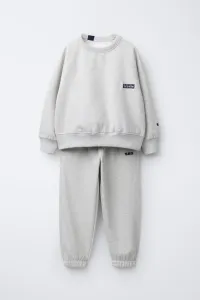Комплект из вышитой толстовки и спортивных брюк Zara, серый