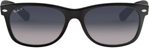 Солнцезащитные очки Ray-Ban RB2132 New Wayfarer с поляризованными линзами, квадратной формы, Matte Black/Polarized Blue Gradient Grey