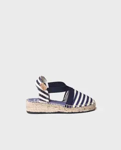 Эспадрильи для девочек из полосатой ткани с эластичным ремешком Toni Pons, темно-синий