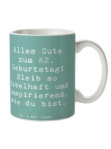 Кружка для питья с надписью на 62-й день рождения: Радость с... в морском бризе Mr. & Mrs. Panda