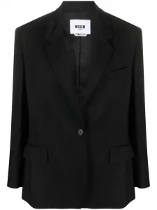 Однобортный блейзер с заостренными лацканами MSGM, черный