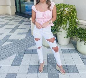 Топ Halle с цветочным принтом и сборками на плечах, бледно-розовый LE LIS