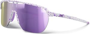 Солнцезащитные очки Julbo Frequency Performance, унисекс, полная вентиляция, панорамный обзор, активный спорт, 100% UV-защита, бело-фиолетовая оправа, линзы Smoke W/ Multilayer Light Pink Mirror (Spectron 3)