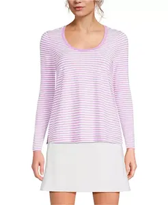 Женская футболка Power Performance с длинным рукавом и круглым вырезом Lands' End, фиолетовый