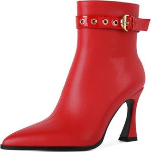 Женские ботильоны Zamikoo Stiletto, заостренный носок, осенние короткие каблуки, ремешок с пряжкой, боковая молния, каблук 3,5 дюйма, кожа, черный, размер US 10