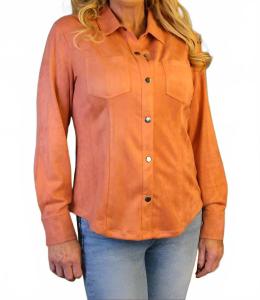 Замшевая рубашка на кнопках в рыжевато-оранжевом цвете WAY