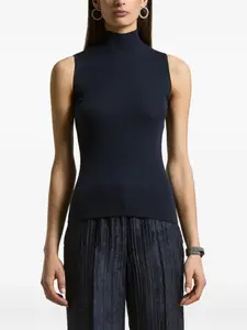 Жилет без рукавов с высоким воротником и рубчатой текстурой Peserico, черный