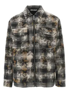 Клетчатая рубашка на молнии Palm Angels, серый