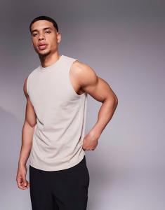 4505 Icon хлопковая тренировочная майка с быстросохнущей отделкой в ​​каменном цвете