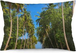 MaSiledy Декоративная наволочка тропический пляж с пальмами и закатом с потайной молнией Pattern-7