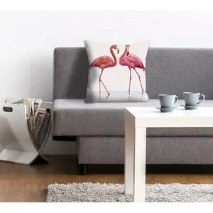 Декоративная наволочка для подушки queence Anna, фламинго, розовый, экзотика, тропики, птицы, природа, декоративная Queence, Rosa + bedruckt