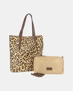 Кожаная сумка-шоппер с меховой отделкой Robert Pietri, коричневый