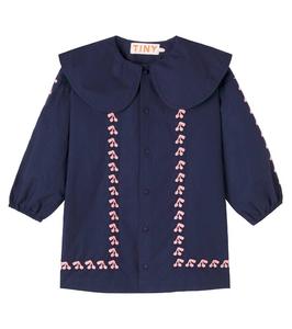 Хлопковое платье с вышивкой вишенками Tinycottons, Navy