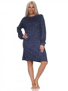 Уютная ночная рубашка с длинными рукавами из термоплавкого материала синего цвета, украшенная звездами. NORMANN