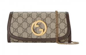 GUCCI Бежевая и черная женская сумка через плечо с кожаными вставками