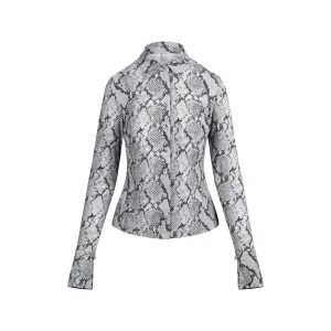 Рубашка FW25 CLING MATTE LONG SLEEVE BUTTON UP женская Skims, Chrome Snakeskin Print/Chrome-Plated Snake Skin Print