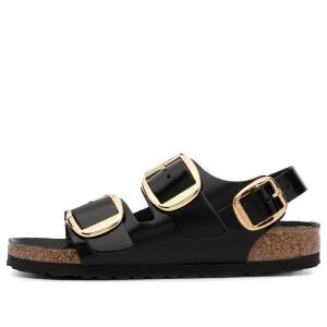 Сандалии milano big buckle natural leather narrow fit sandals 'patent high shine black' Birkenstock, черный