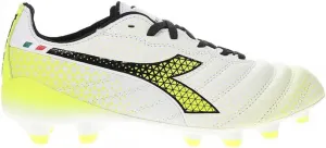 Футбольные бутсы Diadora Brasil Elite Tech GR ITA LPX для мужчин, жесткое покрытие - Сделано в Италии, ультра-мягкая премиальная кожа, современный дизайн Calcio, съемная стелька, белый