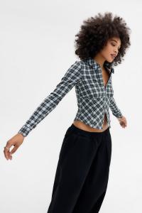 Блуза BDG Urban Outfitters HAILEY ZIP BLOUSE, Grey