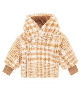 Клетчатая плюшевая куртка с капюшоном Бэби Итан 1 + in the Family, Caramel