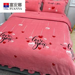 Fuanna Пододеяльник 200х230 см из молочного вельвета класса А, утепленный, без ворса, цвет Heartwarming