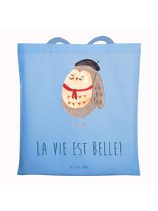 Mr. & Mrs. Panda Сумка с изображением совы из Франции с надписью небесно-голубого цвета