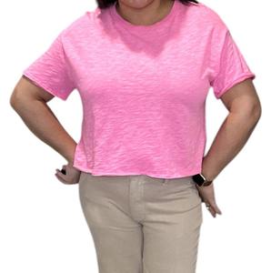 Bobi Укороченная футболка с необработанными краями, розового цвета