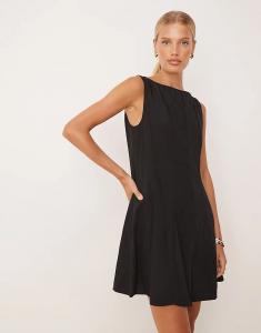 Мини-платье Mango, облегающее и расклешенное, черного цвета