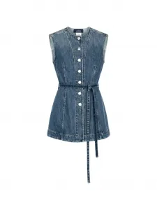 Топ на пуговицах с поясом SPORTMAX, синий