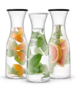 Набор Hali из 3 стеклянных графинов с 6 цветными крышками, 35 унций Joyjolt, clear