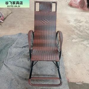 Fantasy Кресло-качалка из ротанга с колёсами, большие колёса, плоская проволока, коричневый