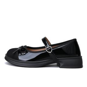 Туфли Мэри Джейн на массивном каблуке 3,5 см, женские WARRIOR, Beige Black