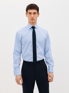 John Lewis саржевая рубашка обычного кроя с двойными манжетами, синяя