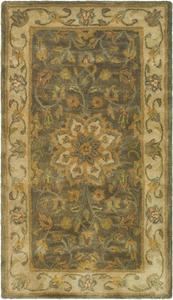Ковер SAFAVIEH, 61 x 92 см, Heritage Collection, Green & Taupe, ручной работы, традиционный восточный, шерстяной, идеален для помещений с высокой проходимостью: прихожая, гостиная, спальня (HG954A)