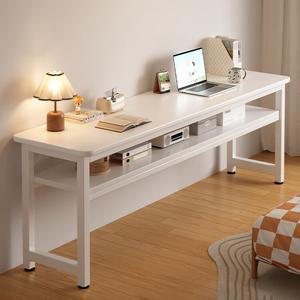 Стол письменный 140 см двухуровневый Naijia из массива дерева, теплый белый, для двух человек