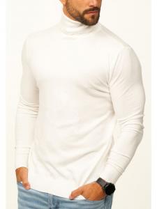 DAILY COTTON Свитер с высоким воротником - тонкий вязаный приталенный свитер для мужчин белого цвета
