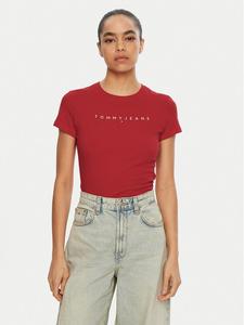 Облегающая футболка Linear DW0DW18398 Tommy Jeans, красный