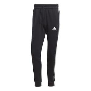 Брюки Essentials флисовые 3 полоски зауженные манжеты джоггеры Adidas, черный
