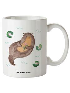 Кружка XL Выдра, водяная лилия без слов, белая Mr. & Mrs. Panda