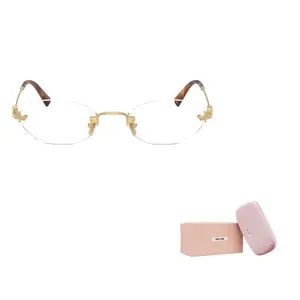 MIU MIU Очки с круглой оправой и логотипом, Gold