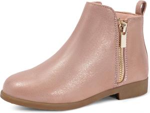 Детские ботинки Harvest Land для девочек, утепленные ботильоны с боковой молнией, низкий каблук, короткие зимние ботинки, противоскользящие, для малышей и старших детей, Pink