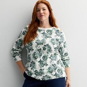 Свитшот с золотыми пуговицами Plus size Croft & Barrow, Sage Paisley Floral