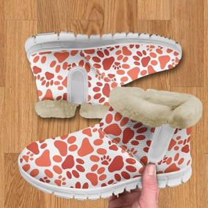 Женские зимние сапоги Jeiento, теплые сапоги для снега, на легкой подошве, против скольжения, с теплой фланелевой подкладкой, Coral Dog Paw Print