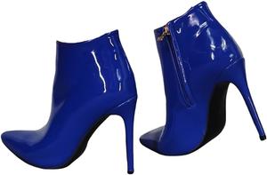 Ботильоны на высокой шпильке Frankie Hsu, сексуальные синие лакированные с заостренным носком и тонким каблуком-карандаш, дизайнерская элегантная стильная обувь больших размеров US5-14 для женщин