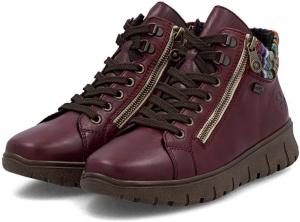 Женские кружевные ботинки Rieker N1305 Heike, Vino/Orange-Multi/Vinorosso