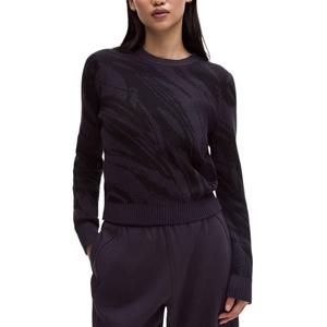 Вязаный свитер женский с круглым вырезом Moderate Lululemon, aesthetic фиолетовый/черный/aprp/blk