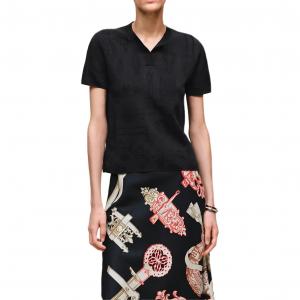 HERMES Футболка Women's Black Crew Neck